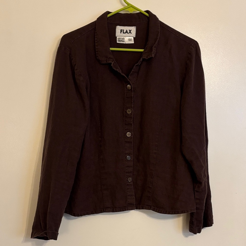 Flax Dark Brown Button Down Shirt